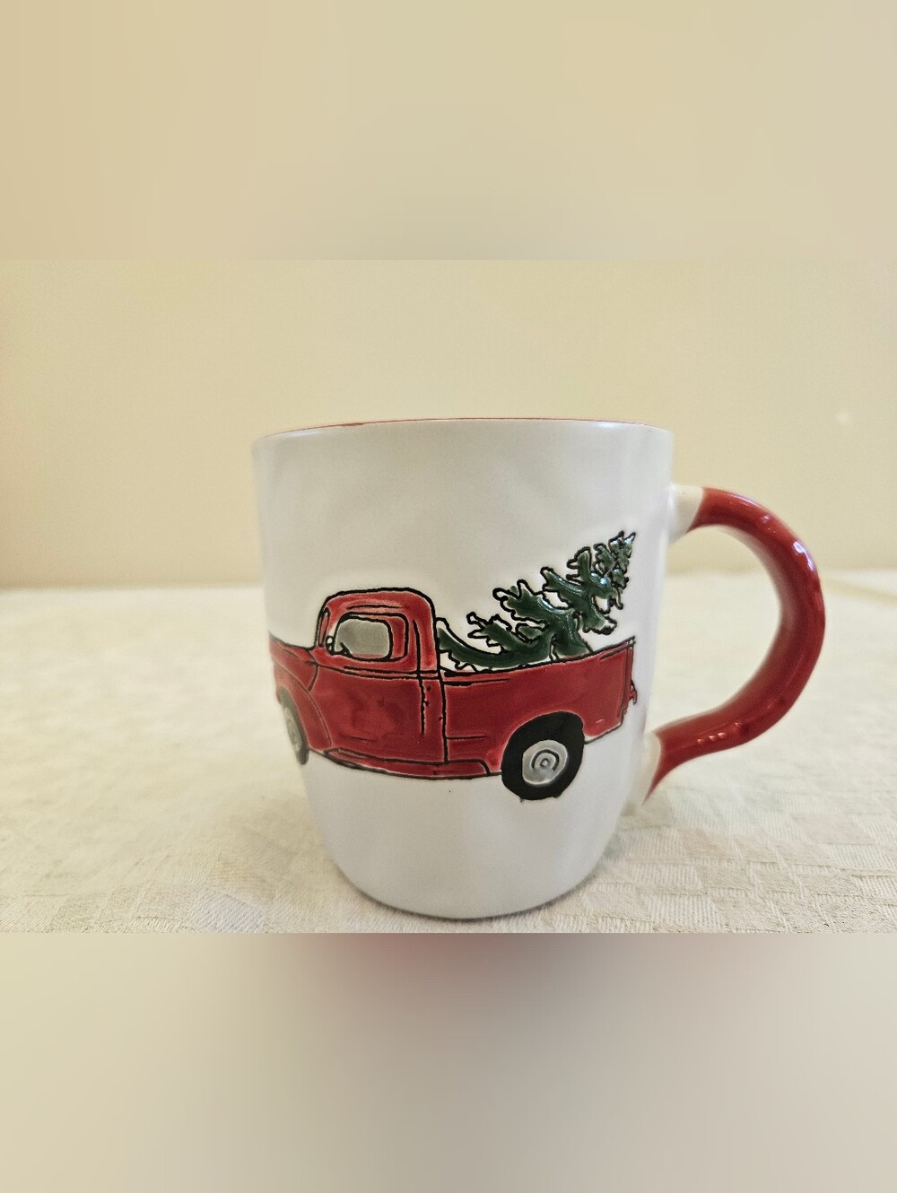 Christmas Coffee Mug Red Truck w/Tree
